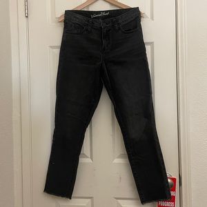 Black washed straight high rise jeans
